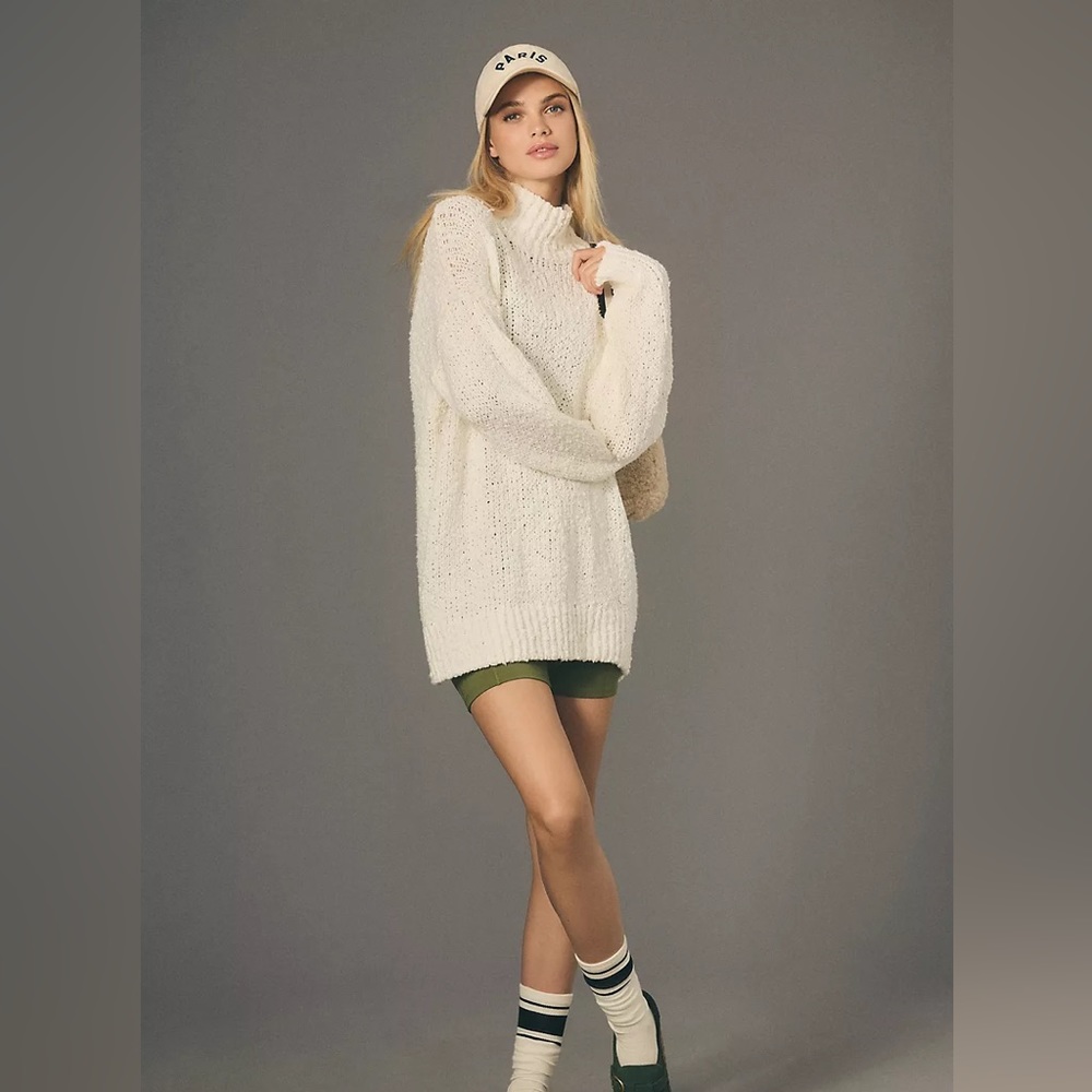New! Anthropologie. The Need-it Oversized ivory sweater. Mock neck size XS.